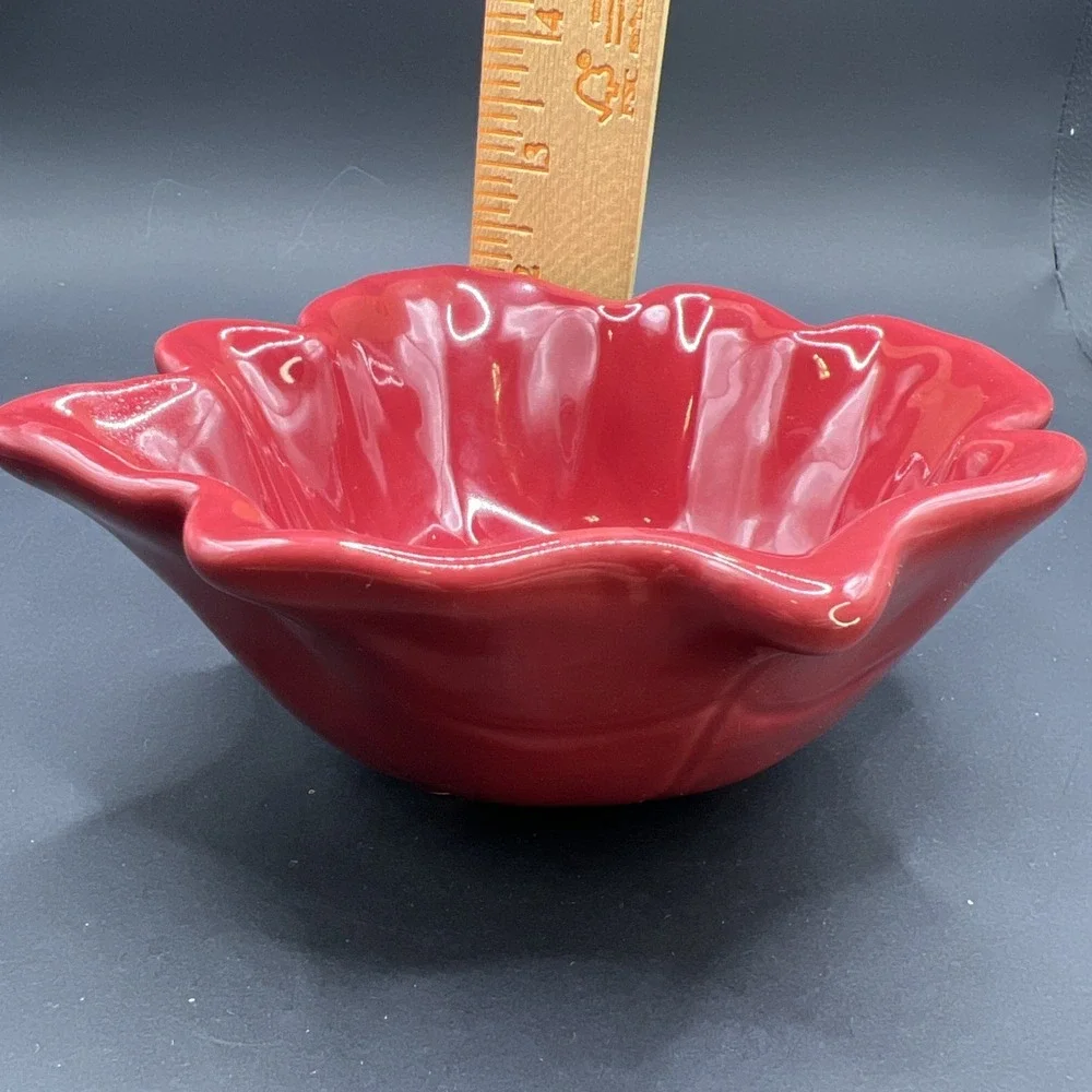 Ashland Maple Leaf Footed Bowl‎ Dish Red Ceramic
